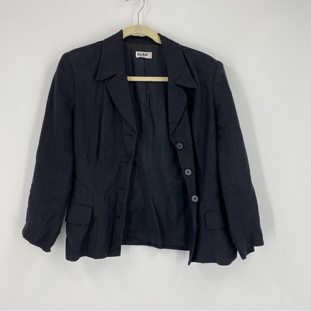 BCBG Paris Women’s Linen Blend Black Blazer Jacket size S